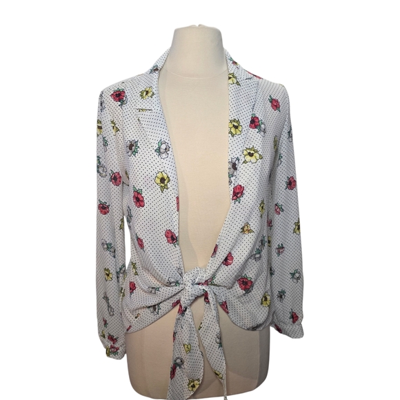 Nasty Gal Tops - Nasty Gal Long Sleece Floral Top Blouse Shirt Tie Front Size 6